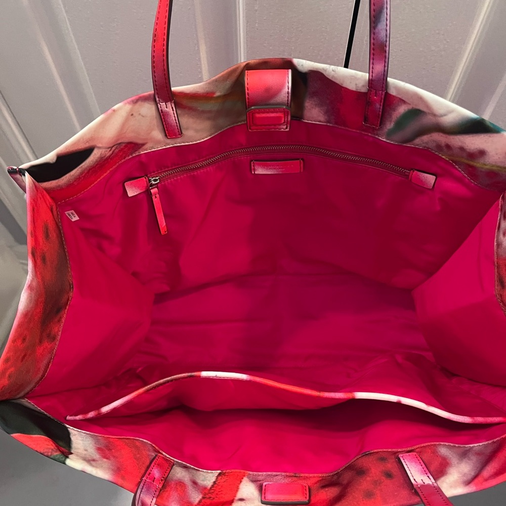 Tory Burch Floral Red Ella Tote Bag - Picture 3 of 5